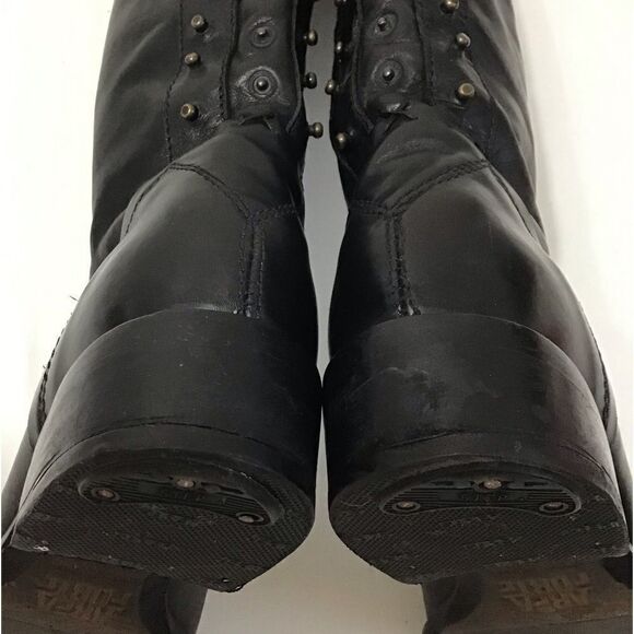 Anthropologie Area Forte Knee High Black Leather Studded Riding Boots Size 37 - Picture 15 of 16